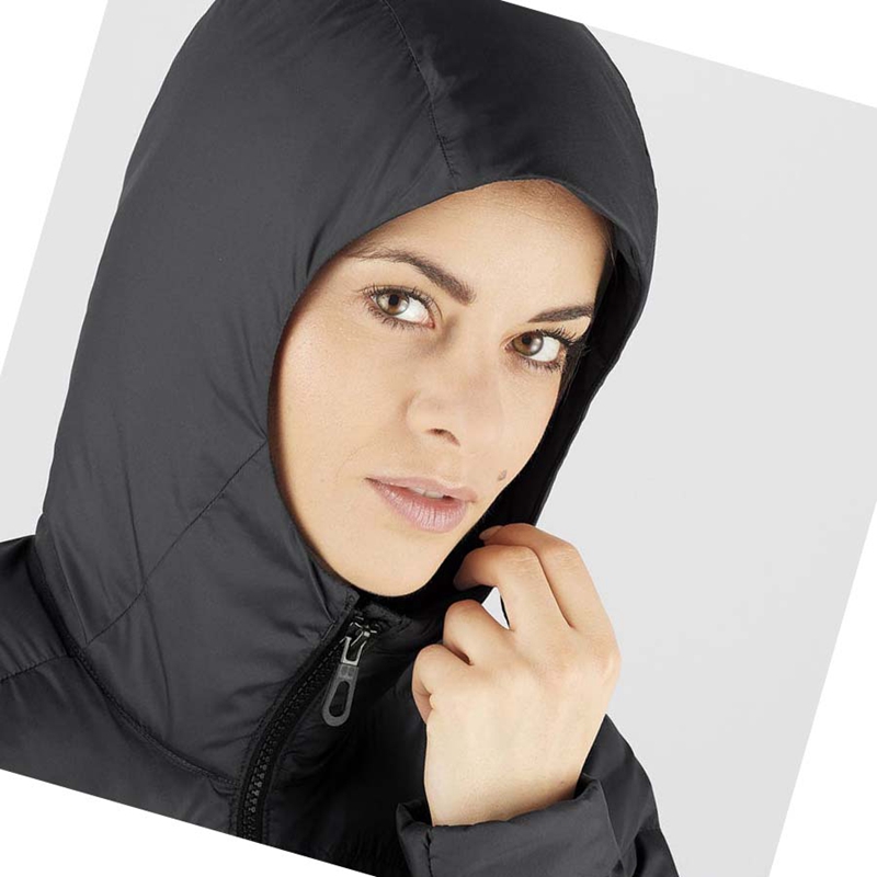 Salomon ESSENTIAL XWARM LONG INSULATED Kabát Női Fekete | YMWXRGK-18